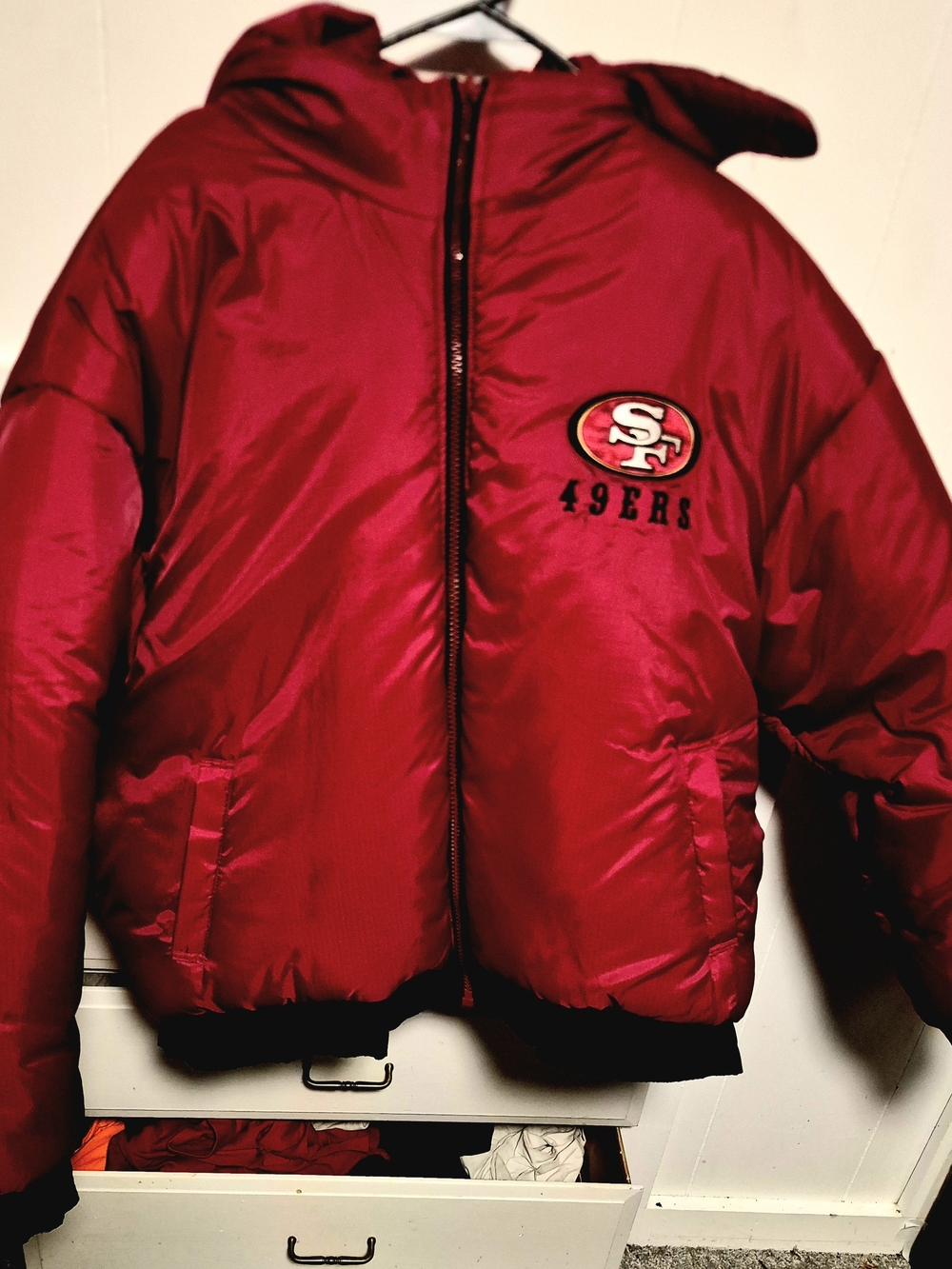 VTG 90s San Francisco 49ers Pro Player Reversible Puffer Jacket Size L NFL